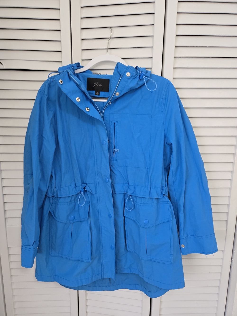 J. Crew Women's Bright Blue Hooded Anorak Jacket